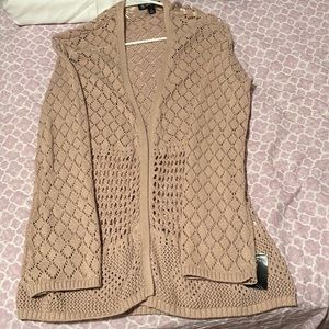 sweater Open Front see through detail beige color brand new